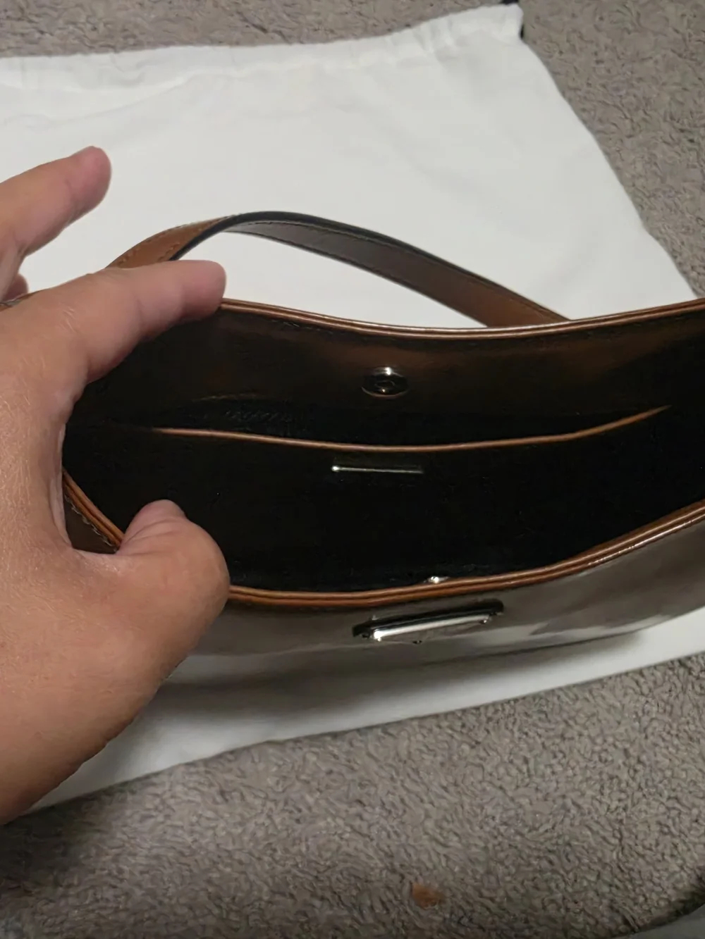 Prada Spazzolato, Cleo  Brown Leather Shoulder Bag - Sleek Hobo Style
